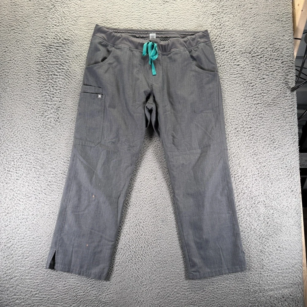 FIGS Scrub Pant Men's XL Gray Polyester Straight Leg Medical Drawstring Stretch